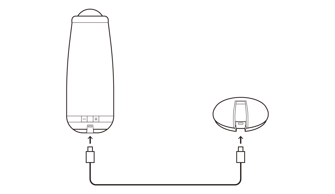 拡張マイクと本体を接続しているイラスト