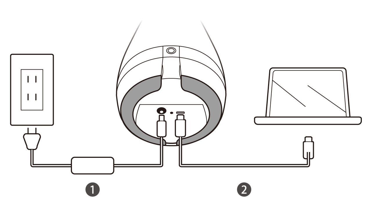 同梱ケーブルでパソコンに接続している画像